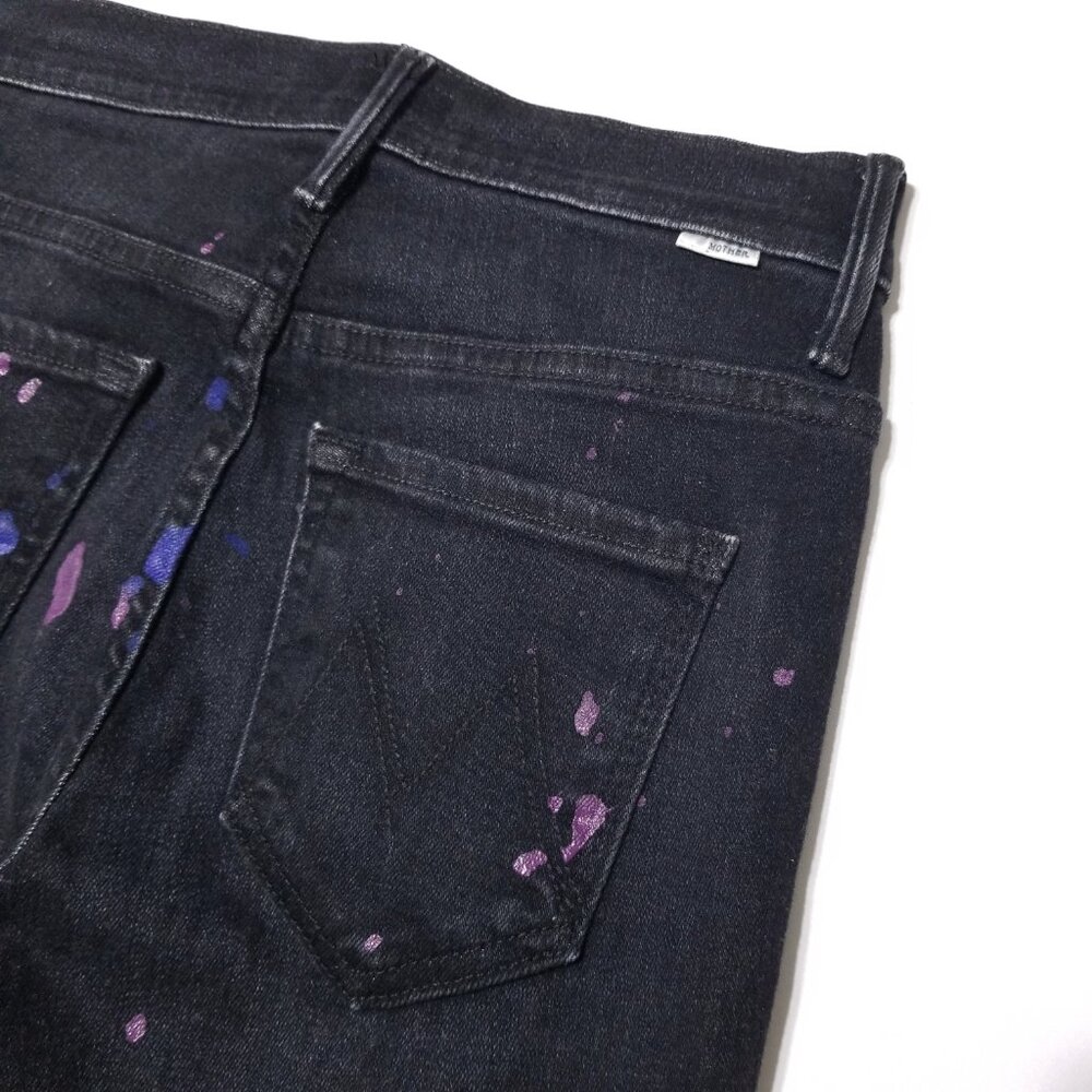 NWT Mother The Insider Ankle Bootcut in Rain City Lights Paint Splatter Print 24 - Picture 11 of 16